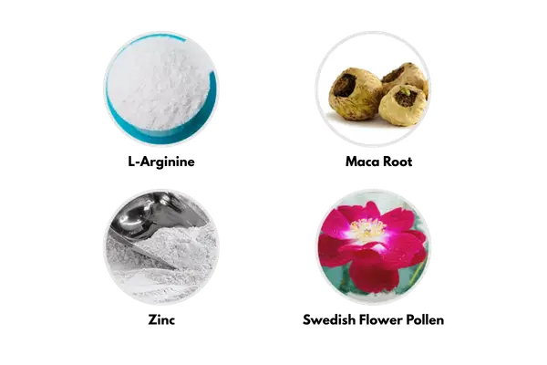 Alguns dos ingredientes que fazem parte da composição do Semenax - L-Arginine, Maca Root, Zinc e Swedish Flower Pollen.