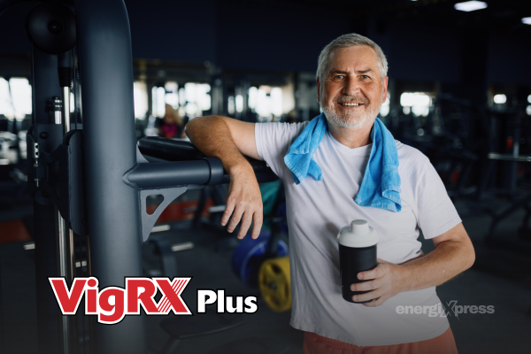 A man at the gym, happy that he used the VigRX Plus®
