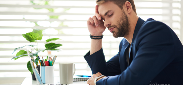 Tired man, low energy, unmotivated expression