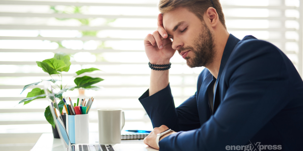 Tired man, low energy, unmotivated expression